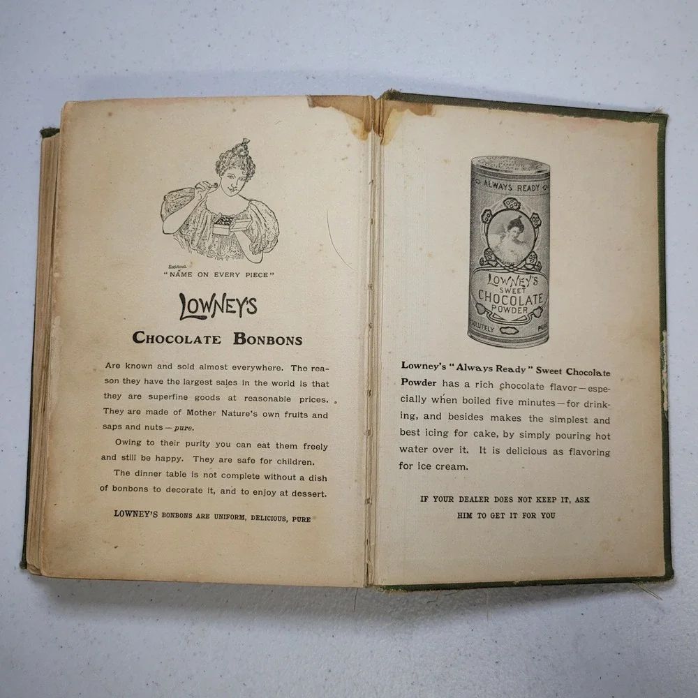 Lowneys Cook Book‎ Antique 1907 Maria Willett Howard Green Recipes